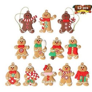 Pack De 12 Bonhomme De Pain D'&Eacute;pice D&eacute;corations De No&euml;l 3" Hauteur De L'Arbre De No&euml;l De La Pendaison De Charmes - Neuf