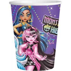 KAL- Gobelets Monster High Pour Enfants - Décoration D'Anniversaire D'Enfant - Articles Pour Fêtes Et Célébrations - 8 Unités - 250 Ml - Neuf