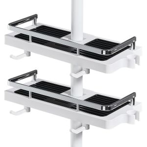 Lot de 2 &eacute;tag&egrave;res de douche sans per&ccedil;age pour savon, shampooing, serviette avec boucle et crochet pour pommeau de douche de 2,1 &agrave; 2,5 cm - Neuf