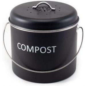 Poubelle &Agrave; Compost De Cuisine 5 L - Poubelle De Qualit&eacute; Sup&eacute;rieure Pour D&eacute;chets Organiques Avec 2 Filtres &Agrave; Charbon Actif - Poubelle Bio &Agrave; Faible Odeur Avec Couvercle Et Anse - Neuf