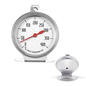 KAL-Thermomètre De Four Thermomètre De Four En Acier Inoxydable - Grand Cadran Facile À Lire Plage De Température 0-400°C Suspendu Ou Monté Idéal Pour Cuisiner Sur Le De Cuisine Et Le Gril - Neuf