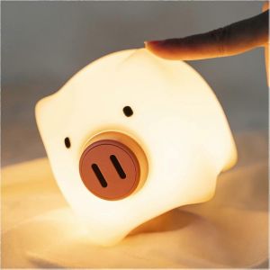 Veilleuse Pour Enfants,Veilleuse Cochon Veilleuse Pour Enfants,Veilleuse D'allaitement Rechargeable En Silicone,Chambre De Bébé - Neuf