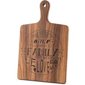 Bill.F Grande Planche À Découper En Bois D'acacia Avec Poignée Et Suspension En Coupe Naturelle Rustique Env. 35 X 18 X 1,8 Cm Planche En Bois Pour La Cuisine Planche À Découper Massive - Neuf