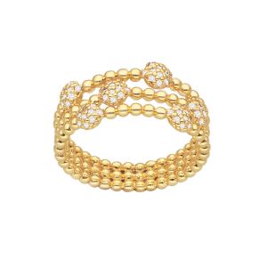 Bague Dor&eacute;e Multi Anneaux Et Cercles Sertis - Neuf