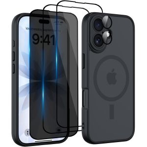 LORANKA-Magn&eacute;tique Coque pour iPhone 17 avec Magsafe avec 3 Verre Tremp&eacute; [HD+HD+Confidentialit&eacute;][Cam&eacute;ra de Protection compl&egrave;te] Coque Antichoc translucide Mat arri&egrave;re Anti-Rayures - Neuf