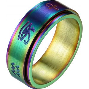 Trahoo-Bague Oeil D'horus Homme Chevalière Acier Inoxydable/Or/Noir Taille 54-72 Bijoux Égyptien Porte Bonbeur Bijoux Motard Biker Gothique Cadeau Pour Ado Garçons - Neuf