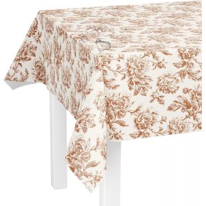 Sjzg-Nappe Lavable Au M&egrave;tre - 240 X 140 Cm (Bord Coup&eacute;) - Motif Rose Anglais - Marron - Imperm&eacute;able - Id&eacute;al Comme Nappe Ou Chemin De Table Pour Tente &Agrave; Bi&egrave;re - Neuf
