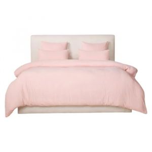Housse De Couette + Taies Gaze De Coton Lave 240 X 260 Cm Douceur Rose - Neuf