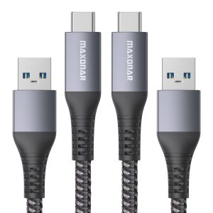 Maxonar C&acirc;ble charge USB C 2 pi&egrave;ces,donn&eacute;es 10Gbit/s C&acirc;ble de voiture USB A Android QC3.0 C&acirc;ble de transfert de donn&eacute;es &agrave; charge rapide 3.1A pour Samsung Note20 Galaxy S23 Z Flip5 Pixel 8 2m/6.6ft - Neuf