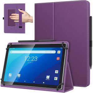 Coque Universel pour Tablette Androiod de 10,1 Pouces avec Boucle pour Stylet, Coque L&eacute;ger et Pliable avec Main pour Toutes Les Tablettes &agrave; &Eacute;cran Tactile de 9,6 &agrave; 11 Pouces, Violet Fonc&eacute; - Neuf