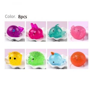 Lot de 8 jouets sensuels Jumbo Glitter Mochi Squishy doux, jouets à presser, récompenses en classe, remplissage de sac à friandises - Neuf
