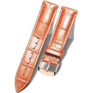 Bracelet De Montre En Cuir Crocodile V&eacute;ritable Remplacement Montre Bracelet &Agrave; D&eacute;gagement Rapide Etanche 10 Couleurs 13 Tailles Pour Hommes Femmes Boucle Au Choix Dor&eacute;/Rose-Or/Argent(10-24mm) - Neuf