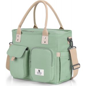 MEVRONISSHOP-Sac Isotherme Repas Femme 18L, Sac Repas Isotherme avec Bandouli&egrave;re R&eacute;glable Amovible, Sac Isotherme pour Petit-d&eacute;jeuner/Travail/&Eacute;cole/Plage/Picnic/D&eacute;jeuner/Plage/Voyage/Camping (Vert) - Neuf