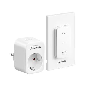 Prise Telecommande sans Fil avec Interrupteur Mural Amovible, 16A 3680W, Mini Prise Command&eacute;e avec Port&eacute;e de Contr&ocirc;le de 30M en Zone Ouverte, Plug & Play, Pile Incluse, pour &Eacute;lectrom&eacute;nager - Neuf