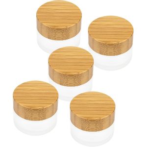 KAL-Bocaux En Verre Et Bouteilles De Pipette De Qualité Supérieure Avec Couvercle En Bambou, Pour Des Cosmétiques Naturels Durables À Faire Soi-Même, Avec Emballage Cadeau, Support De Voyage - Neuf