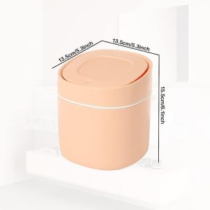 Mini poubelle de table avec couvercle, petite poubelle à papier pour salle de bain, cuisine, bureau, chambre à coucher, rose - Neuf