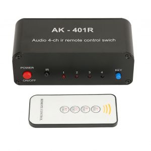 Selecteur RCa 4 voies, multifonctionnel, 4 entrees, 4 sorties, stereo RCa, avec telecommande infrarouge, pour console de jeux DVD - Neuf