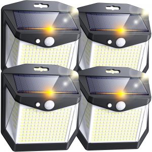 Lampe Solaire Exterieur Mouvement D&eacute;tecteur: 248 Led Lampe Spot Solaire Ext&eacute;rieur D&eacute;tecteur De Mouvement 3 Modes Exterieures Jardin Projecteur Solaires 270&deg; Eclairage Pour Patio Garage Lot De 4 - Neuf