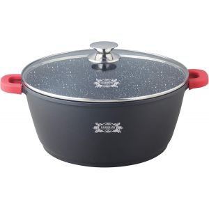 Subzonal-Haussmann Heritage Marmite Faitout 32cm 9.4l &iquest; Fonte D'aluminium Rev&ecirc;tement Pierre Antiadh&eacute;sif &iquest; Compatible Induction & Four &iquest; Couvercle Verre & Poign&eacute;es Silicone &iquest; Sans Pfoa &iquest; Design Fran&ccedil;a - Neuf