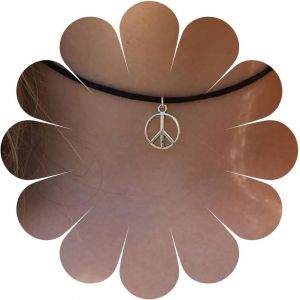 Kal-Collier Pendentif De Paix Vintage Collier En Cuir Noir Collier Ras Du Cou Cercle De Paix Collier Ras Du Cou En Argent Signe De Paix Bijoux Pour Femmes Et Filles - Neuf