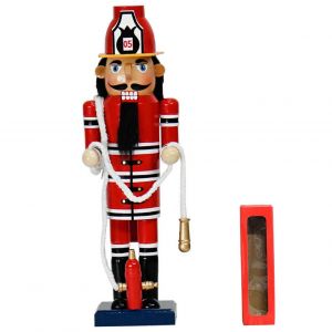 Casse-Noisette Pompier Artisanal Avec Bornes D'incendie Pour Decorations De Noel - Neuf