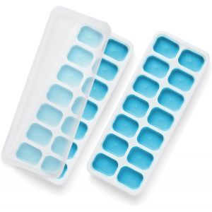 Kal-Lot De 2 Bacs À Glaçons En Silicone Avec Couvercles Anti-Déversement, Faciles À Enlever, Certifiés Lfgb, Sans Bpa, Moules À Glaçons En Silicone Souple, Fêtes, Boissons, Cocktails Et Liquides - Neuf