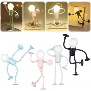 Lot De 4 Mini Veilleuses Amusantes Pour Enfants - En Forme De Bricolage - Lampe De Bureau Flexible &Agrave; Ventouse - D&eacute;coration De Chambre D'enfant - Pour Gar&ccedil;ons Et Filles - Neuf