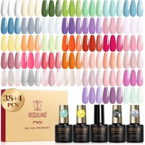 Sjzg-Vernis Semi Permanent, 42pcs Pastel Blanc Jaune Vert Bleu Violet Orange Nude Couleurs Vernis Gel Semi Permanent, Mini Uv/Led Printemps D'&eacute;t&eacute; Vernis &Agrave; Ongles Semi-Permanent Kit - Neuf