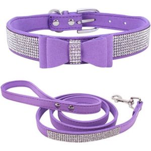 Laisses De Collier De Chien Strass, Cristal De Diamant Ensemble De Laisse Pour Collier De Chien, Collier En Strass Pour Chien Mignon - Neuf