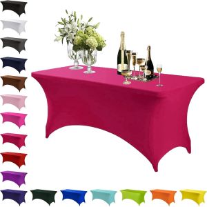 Sjzg-Nappe Rectangulaire Extensible En Élasthanne Rouge Vin, 1,2 M, Nappe Lavable Universelle Pour Cuisine, Événement, Mariage, Cocktail, Bar, Exposition, Banquet, Fête - Neuf