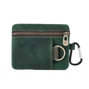 Hommes est v&eacute;ritable haut de c&eacute;r&eacute;ales de vache peau de l'interrupteur et le clip de broken de l'argent de poche. R&eacute;tro mince minimaliste porte-monnaie de la carte (vert). - Neuf