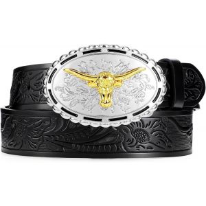 Cauc-Ceinture De Cowboy Cowgirl Pour Hommes Et Femmes, Ceinture En Cuir Gaufr&eacute;e Western Country Bull Bull Pour Jeans - Neuf