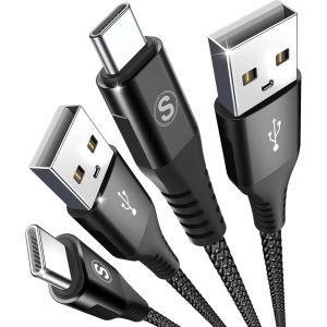 Kal-C&acirc;ble Usb C [1m+2m,Lot De 2] C&acirc;ble Usb Type C Charge Rapide Nylon C&acirc;ble Pour iPhone 16/ iPhone 15 Pro Max,Samsung Galaxy S24/S23/S22/S21/S20/S10, So Ny Xperia, Huawei P50/P40,Xiaomi,Google Pixe - Neuf