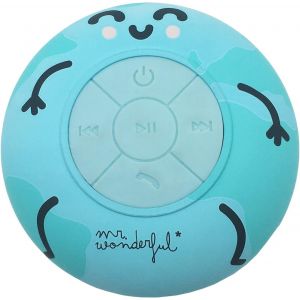 Enceinte de Douche Bluetooth avec Ventouse, &eacute;tanche IPX4, Haut-Parleur pour Douche et Piscine avec Son Puissant en st&eacute;r&eacute;o 360&deg; et Bluetooth 5.0, Design Carte du Monde. - Neuf