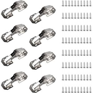 8 x Charniere Porte Placard &agrave; Fermeture Douce Charniere Porte Cuisine &agrave; 80 Visser Charni&egrave;re de Meubles 113 x 43 mm(5 Pouces) 90&deg; avec Amortisseur Hydraulique pour d'Armoires - Neuf