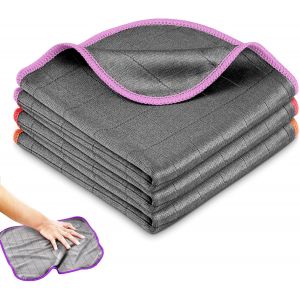 KALANKA-chiffon microfibre carbone 3X 400GSM sans trace pour vitre voiture cuisine lunette vaisselle, serviette nettoyage r&eacute;utilisable lavable, lingette polissage entretien m&eacute;nage - Neuf