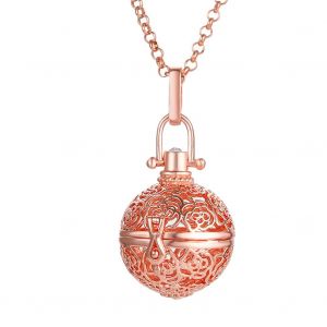 Collier Pendentif En Forme De Cage D'aromatherapie Pour Femme Avec Chaine D'extension Decorative (Or Rose) - Neuf