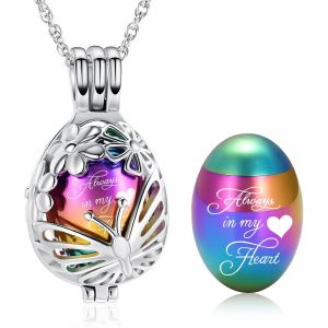 Kal-Collier Urne En Forme De Goutte En Forme De Papillon Pour Cendres En Acier Inoxydable - Mini Urne Souvenir Creuse Pour Homme Et Femme - Neuf