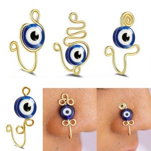 Lot De 3 Faux Anneaux De Nez En Acier Inoxydable Pour Femme, Pince-Nez Anti-Mauvais ?il - Neuf