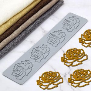 Kal-Moules En Silicone 3d En Forme De Feuilles Pour Fleurs, Gâteaux, Fondants, Feuilles D'abeilles, Pâtisseries, Impression De Rose, Moule En Dentelle Creuse (Rose_33 X 7,1 X 0,3 Cm_E) - Neuf