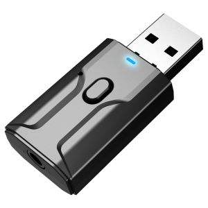 L'émetteur et le récepteur, Bluetooth 5.0, adaptateur audio sans fil câble USB 1 pièce câble audio de 3,5 mm, une faible latence, microphone intégré, voiture, maison, TV/PC/audio/tablette/casque - Neuf