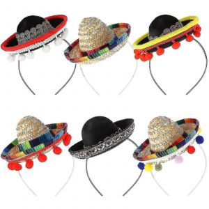 6 Pcs Mini Chapeaux Mexicains Chapeaux Sombrero Chapeaux De Fête Mini Chapeau De Paille Pour Fiesta Carnaval - Neuf