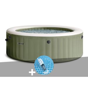 Kit spa gonflable Intex PureSpa Olive rond Bulles 4 places + Aspirateur - Neuf