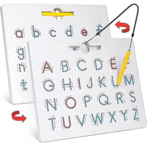 Tableau Magnetique Double Face Pour Lettres - Tableau Magnetique 2 En 1 Pour Tout-Petits, Apprentissage Des Lettres Majuscules Et Minuscules. - Neuf