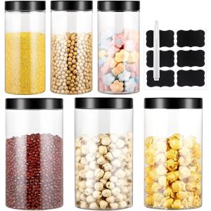 Spwb-Bocaux Rangement Cuisine, 6pcs Boite Rangement Cuisine, Bocal 0.5l+1l, Pot Rangement Cuisine, Bocaux Plastique Avec Couvercle, Pot Plastique Avec Couvercle, Boite Conservation Alimentaire - Neuf