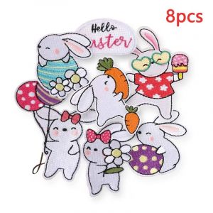 8 Pièces Lapin Fer Patch Mignon Animal Brodé Vestes Pour Vêtements En Plein Air Coudre Sur Bricolage Lot Anime Filles Pack Autocollant Enfants Tissu.Hc330a469-8pcs. - Neuf