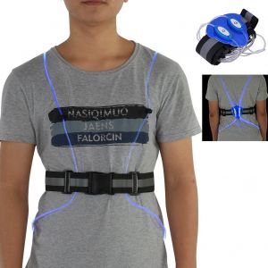 Gilet De Securite Reflechissant A Led, Veste Legere En Fibre Pour La Course A Pied Nocturne En Plein Air Et Le Cyclisme (Bleu) - Neuf