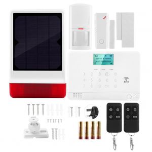 Alarme de securite domestique sans fil, alarme sonore et lumineuse, sirene a energie solaire 110-240 V (prise britannique) - Neuf