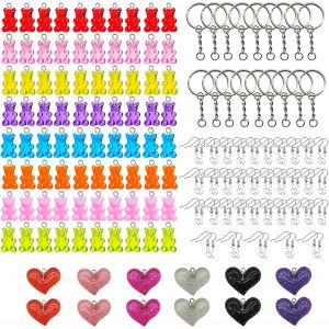 Kal-Pcs Bonbons Gommeux Ours Pendentifs Charms Gummy De Bonbons, 92 Pcs Bonbon Dégradé Ours Pendentifs, Crochets D'oreille Pour Boucles D'oreilles Collier Fabrication De Bijoux Bricolage - Neuf