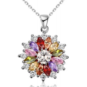 Tianyi-Collier Pendentif Coloré Or Rose 5a Zircone Cubique Bohème Boho Cristal Déclaration Collier Pull Chaîne Multi Pierres Précieuses Grenat Améthyste Morganite - Neuf